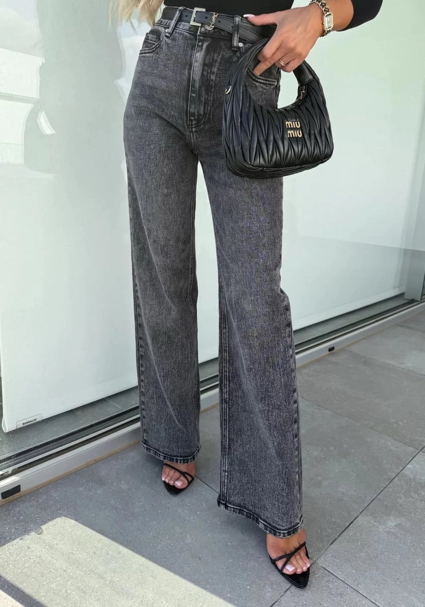 Estee Brown Damen Jeans mit Weitem Bein und Hoher Taille